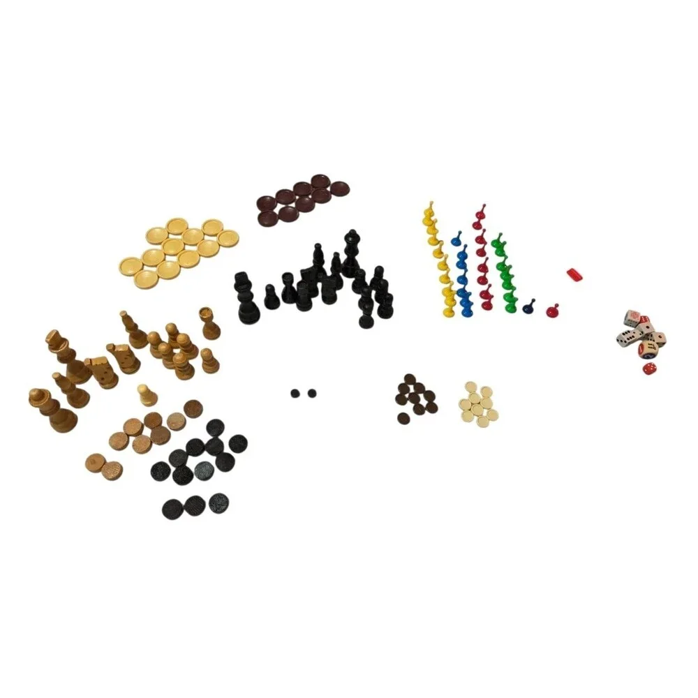 Random Replacement Board Game Pieces Wooden Chess, Checkers, Dices, Variety